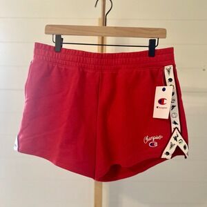 Champion Women Red Athletic Shorts with Sporty Side Tape Size L